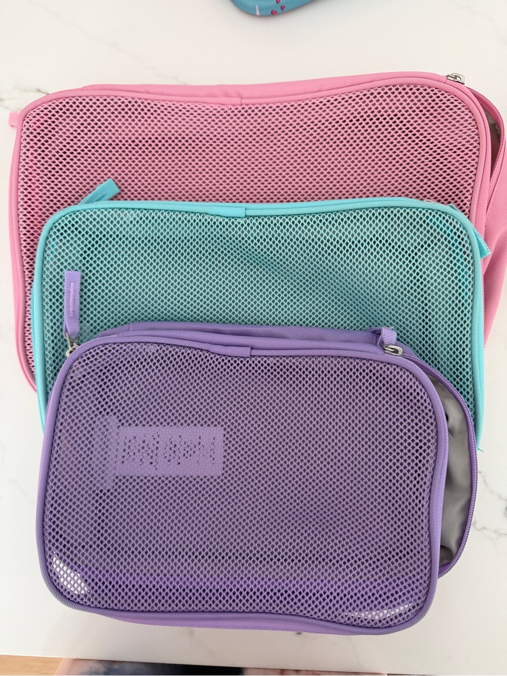 Pottery Barn Kids Mesh Packing Cubes Set - Pink, Mint & Lavender, Like New